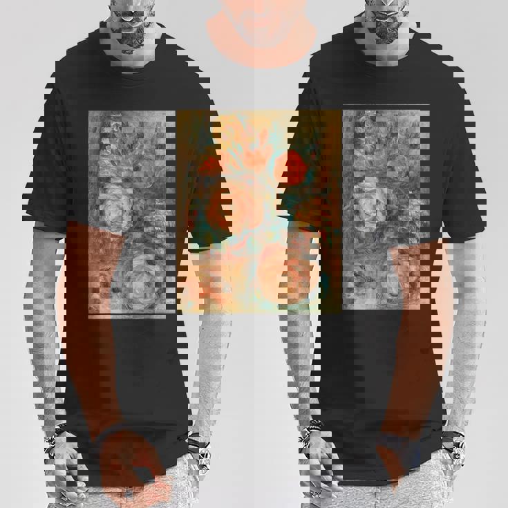 バラの花束 ルノワール 印象派 カラフル絵画 Tシャツ 面白い贈り物