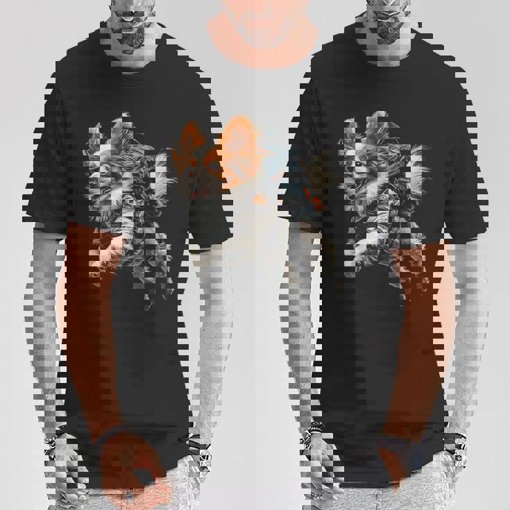 パピヨン 犬 モチーフ ペット イラスト パピヨン Tシャツ 面白い贈り物