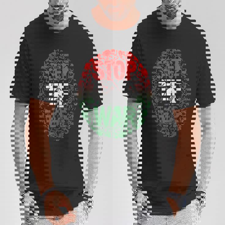 パレスチナ国旗 アラビア語タイポグラフィ パレスチナ国旗 長袖tシャツ Tシャツ 面白い贈り物