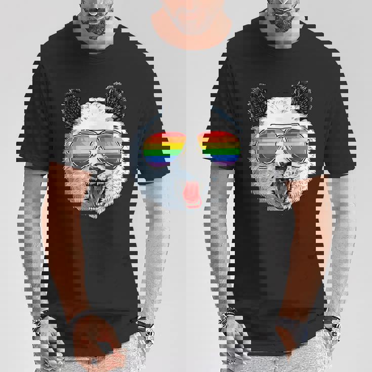 パンダ ゲイプライド Lgbt レインボーフラッグ サングラス Lgbtqギフト Tシャツ 面白い贈り物