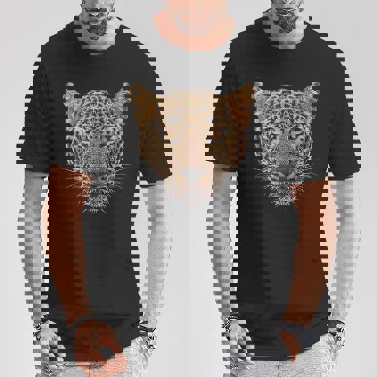 ヒョウの顔 大きな猫の頭 パンテラ パルダス 野生動物 キッズ Tシャツ 面白い贈り物