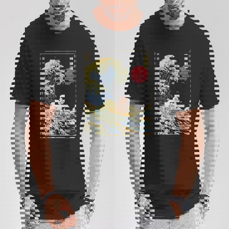 ビション・フリーゼ 日本神奈川波 おもしろサーフドッグ Tシャツ 面白い贈り物