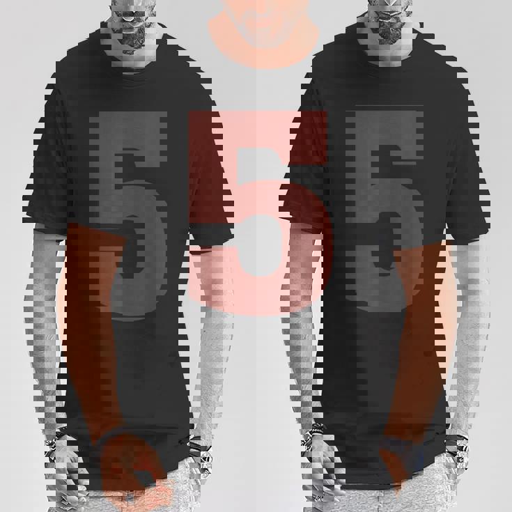 ビッグマルーン カラー ダークレッド ナンバー5 5 Tシャツ 面白い贈り物