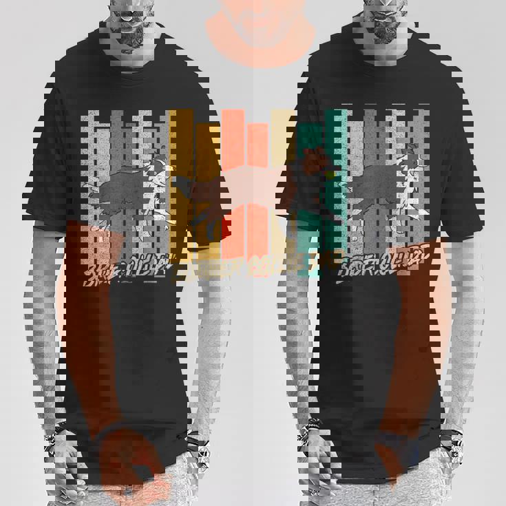 ビンテージ レッドボーダーコリー 犬 お父さん 犬 飼い主 父の日 Tシャツ 面白い贈り物