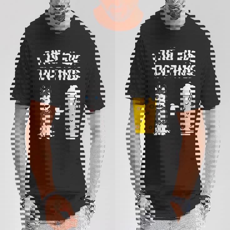 ビールシベリアン・ハスキー犬 Tシャツ 面白い贈り物