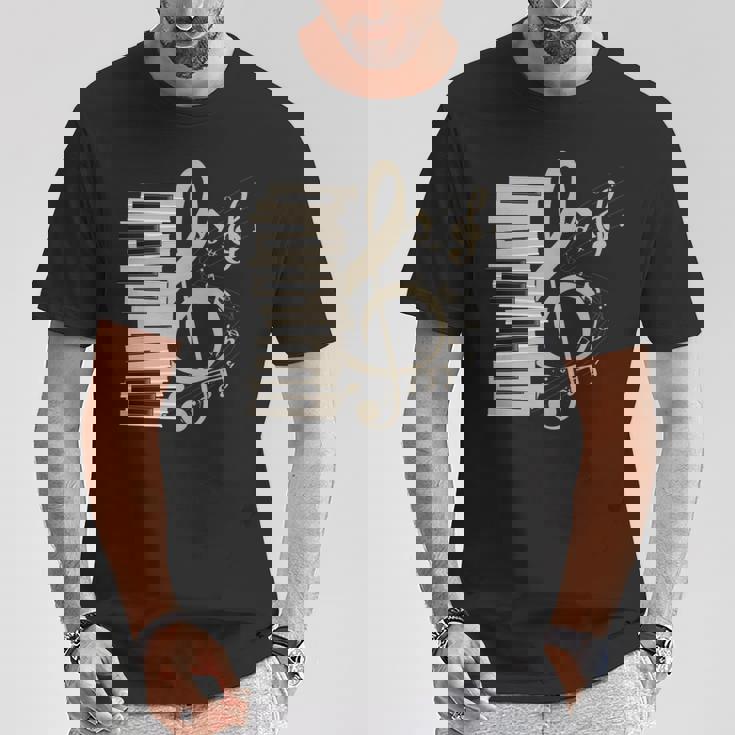 ピアノ音部記号 音楽ギフト ト音記号 ピアノ 長袖tシャツ Tシャツ 面白い贈り物