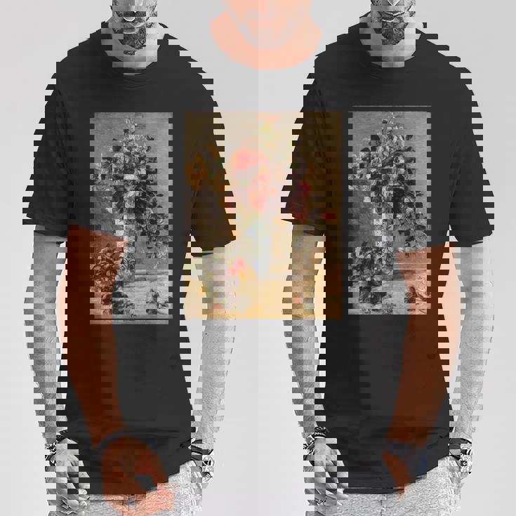 ピエール・オーギュスト ルノワールのバラとジャスミン デルフト花瓶 長袖tシャツ Tシャツ 面白い贈り物