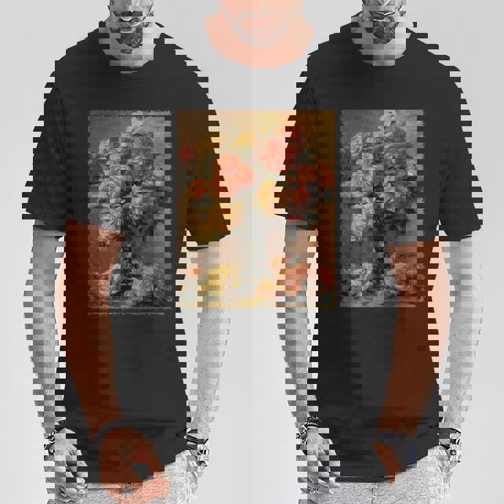 ピエール・オーギュスト・ルノワール作「花瓶の中のバラ」 ガーデンフラワー Tシャツ 面白い贈り物