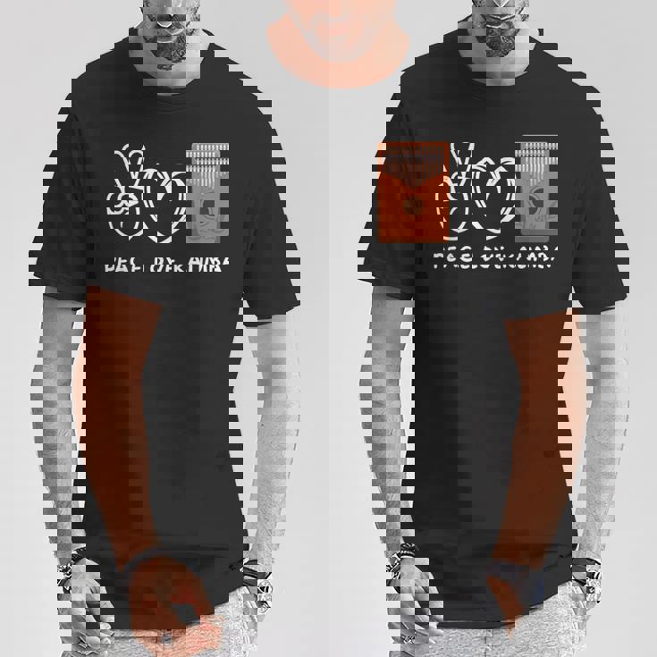 ピース、ラブカリンバレトロカリンバラバー Tシャツ 面白い贈り物