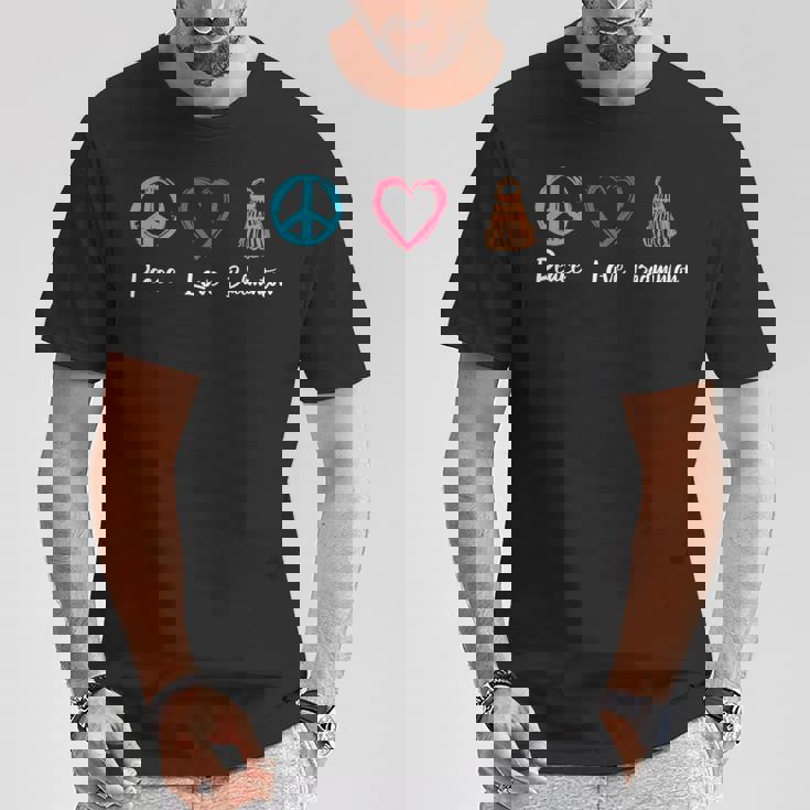 ピース・ラブ・バドミントン アイ・ラブ・バドミントン 長袖tシャツ Tシャツ 面白い贈り物