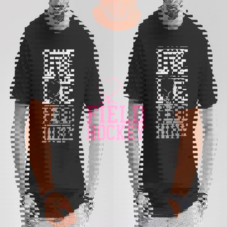 フィールドホッケー ライブ ラブ フィールドホッケー Tシャツ 面白い贈り物