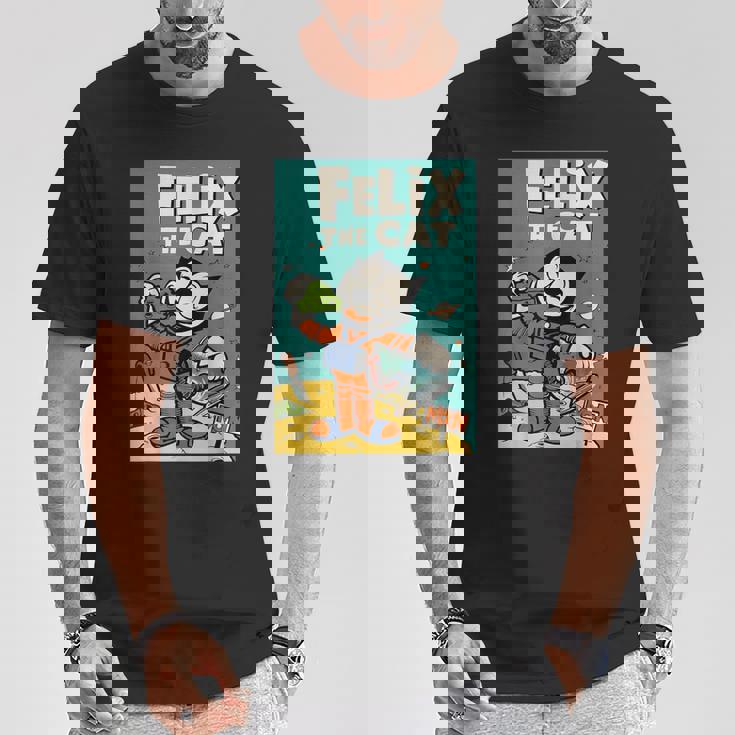 フェリックス・ザ・キャット・ムーン・ドリーマー レトロ1920年代天体アニメーション Tシャツ 面白い贈り物
