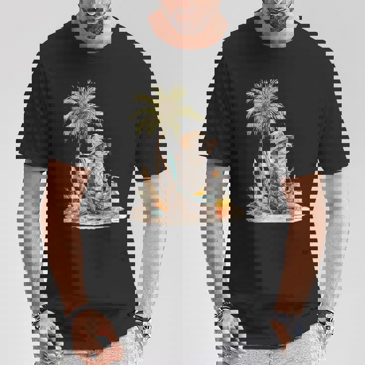 フェレット 果物 スキムボード ビーチツリー 動物 モチーフ フェレット Tシャツ 面白い贈り物