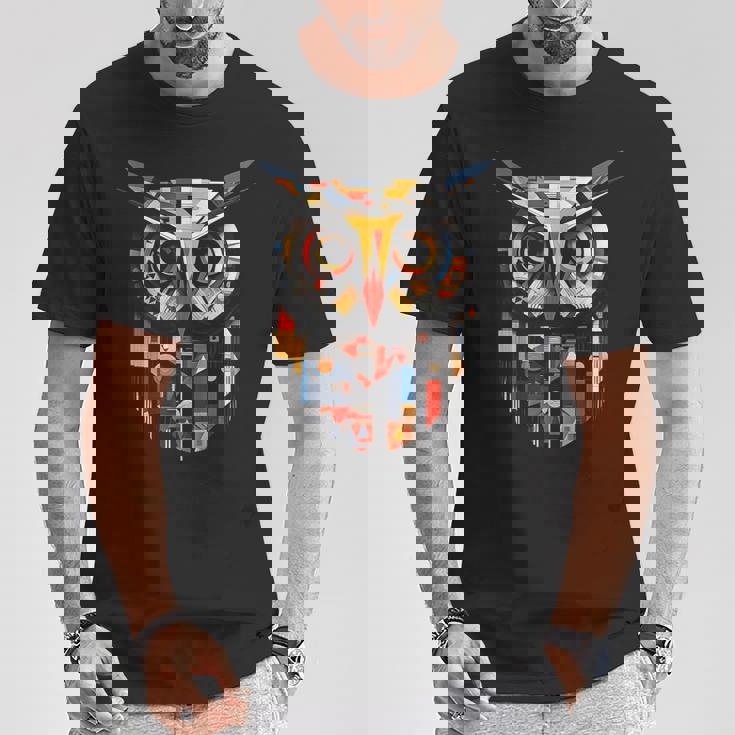 フクロウの恋人のアートワーク Tシャツ 面白い贈り物