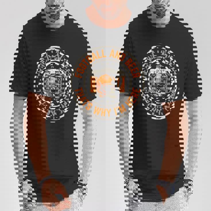 フットボールとビール、それが私がここにいる理由です アメリカンフットボール Tシャツ 面白い贈り物