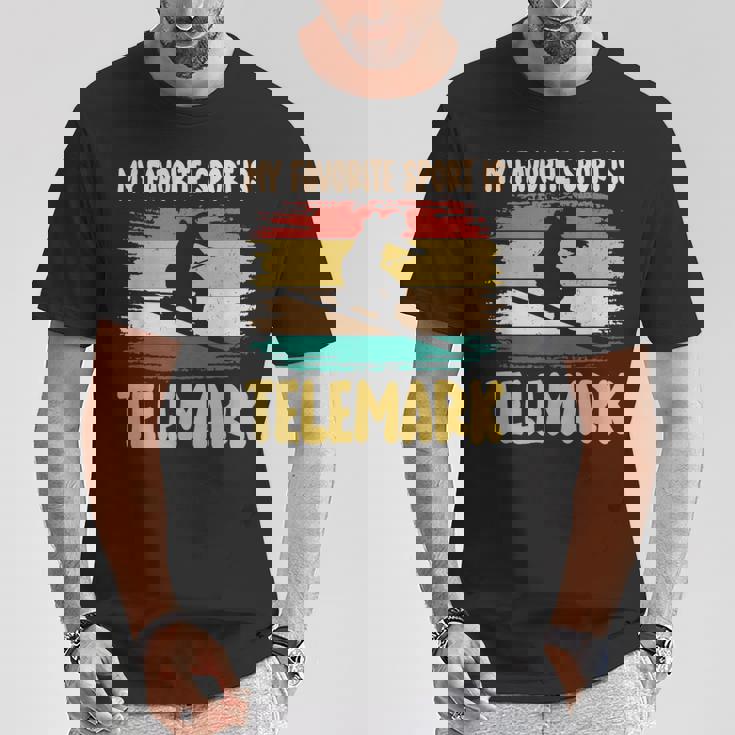 フリーヒールスキー 好きなスポーツはテレマークスキー スキーヤー Tシャツ 面白い贈り物