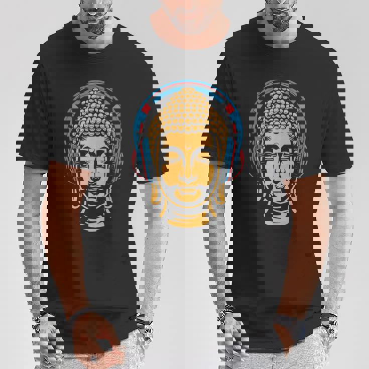 ブッダとヘッドフォン マインドフルネス 音楽 ボーホー 禅 仏教 Tシャツ 面白い贈り物
