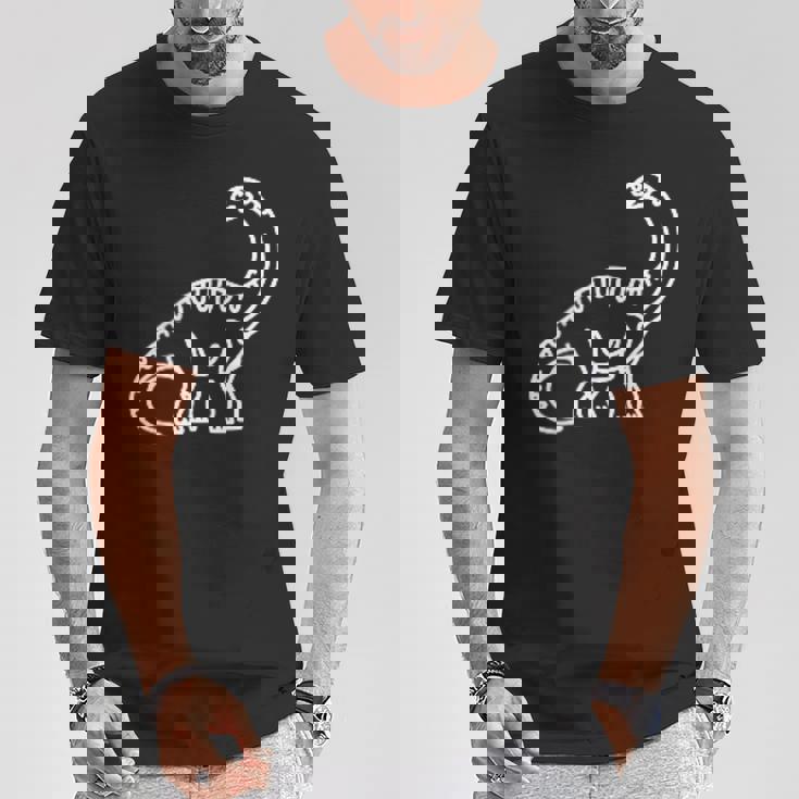 ブラキオサウルス ミニマリスト バッジ パッチライン アート 恐竜 Tシャツ 面白い贈り物