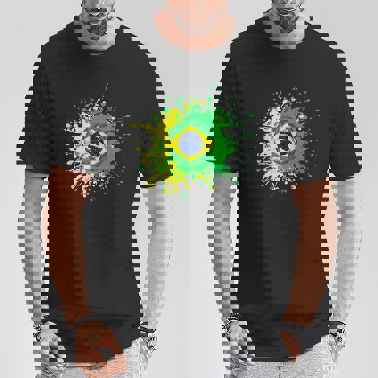 ブラジルの旗が付いたブラジルのバレーボール Tシャツ 面白い贈り物