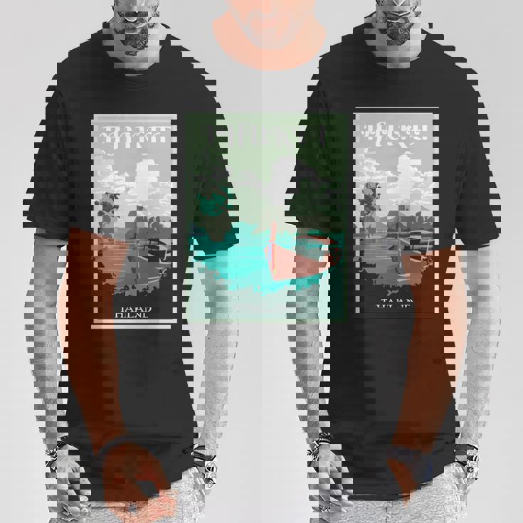 プーケット ロングテール ボート サムイ島 タイ 微笑みの国 バンコク お土産 旅行の贈り物 休暇 ビーチ パッタイ 長袖tシャツ Tシャツ 面白い贈り物