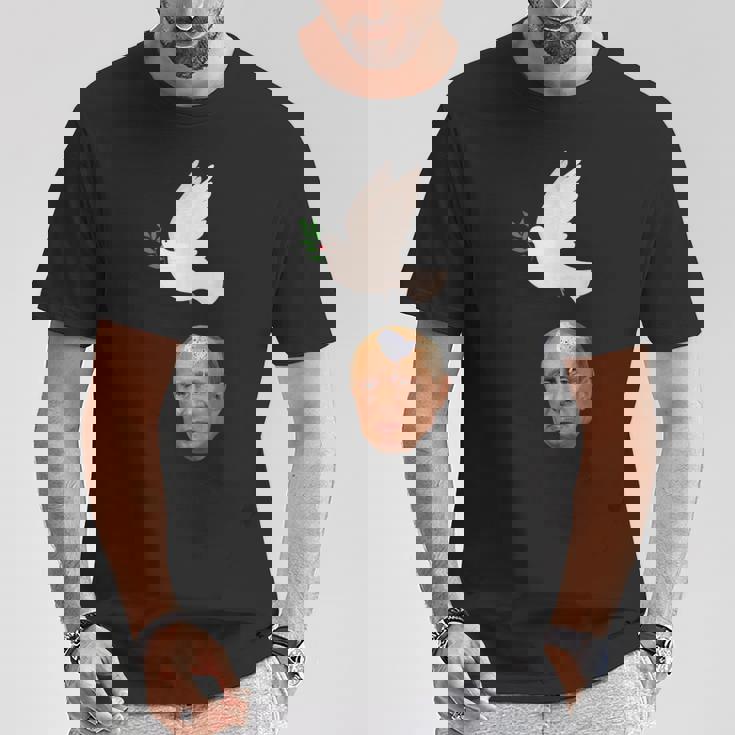 プーチンの頭に平和の鳩の糞、世界は平和を望んでいる Tシャツ 面白い贈り物