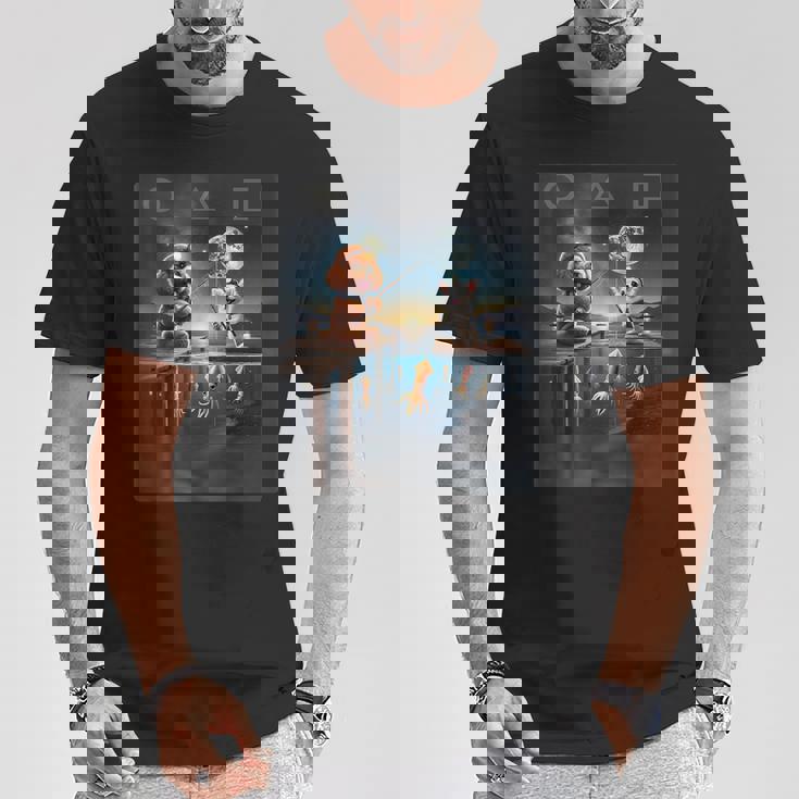 プードルとチワワのユニークなイカ釣りデザイン Tシャツ 面白い贈り物