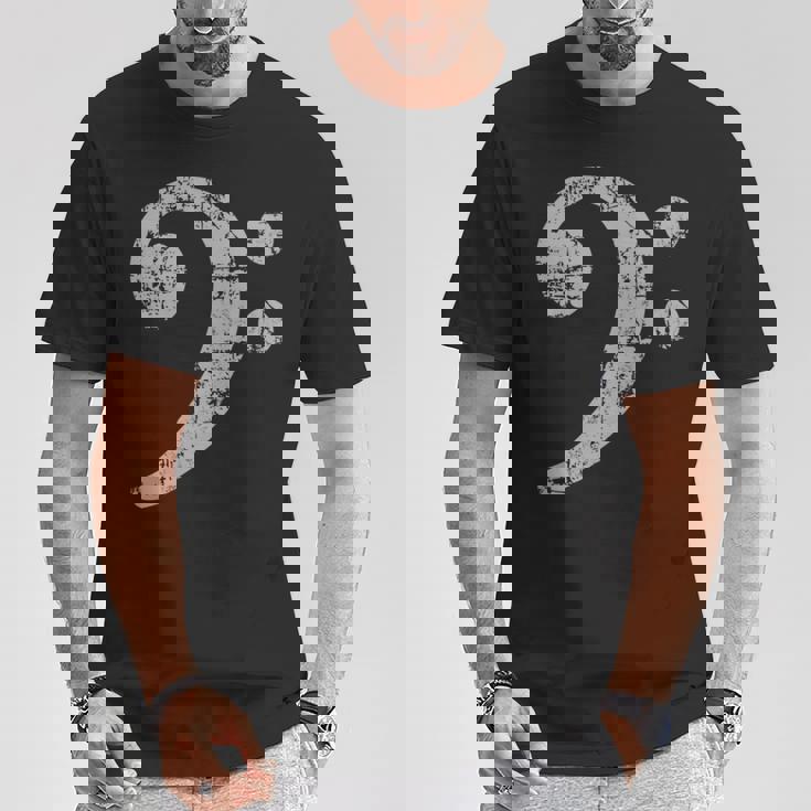 ベースト音記号ヴィンテージグレー ベースシスト低音プレーヤー 長袖tシャツ Tシャツ 面白い贈り物