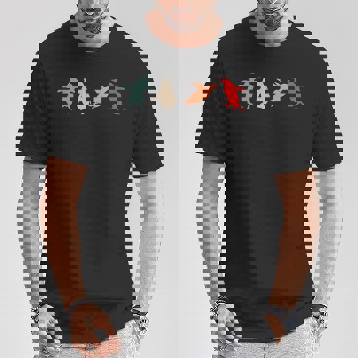 ペンギンペンギン アニマルラバーズ レトロペンギン 長袖tシャツ Tシャツ 面白い贈り物