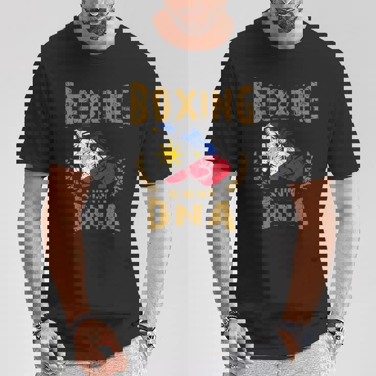ボクシングは私の Dna にある フィリピン国旗のボクシング グローブ Tシャツ 面白い贈り物