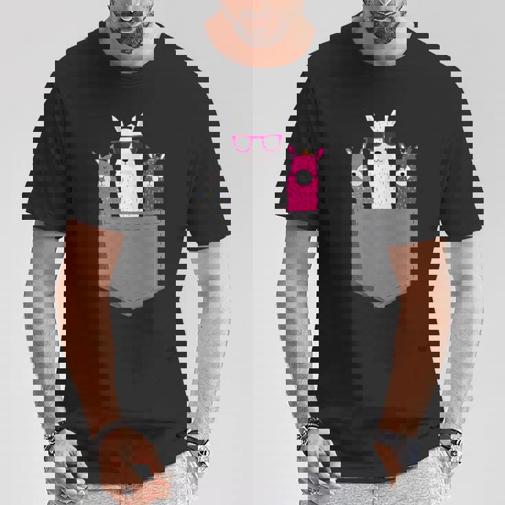 ポケット、アルパカ、ラマのアルパカ。 Tシャツ 面白い贈り物