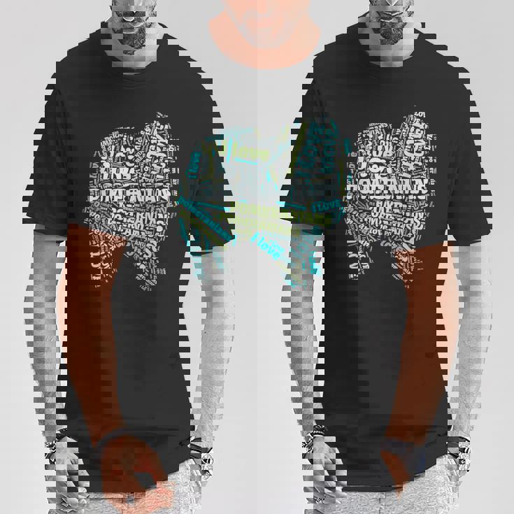 ポメラニアンが大好き-Word Cloud Pomeranians 犬ティー A Tシャツ 面白い贈り物