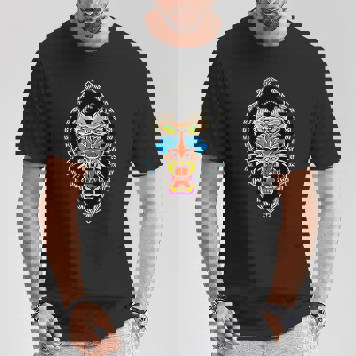 マンドリルモンキー 長袖tシャツ Tシャツ 面白い贈り物