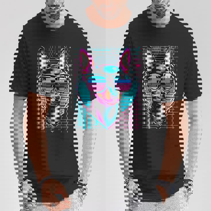 メンズ レディース ミニピン ヴェイパーウェーブ ミニチュア ピンシャー好き Tシャツ 面白い贈り物