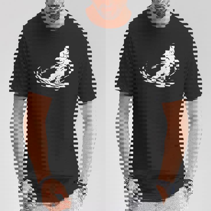 ミニマリスト スキー シルエット ウィンタースポーツ デザイン Tシャツ 面白い贈り物