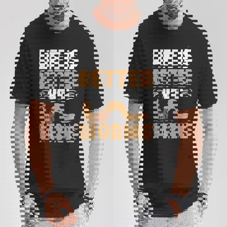 ミミズがいると人生はより良くなる ミミズの養殖 ミミズ ファーマー Tシャツ 面白い贈り物