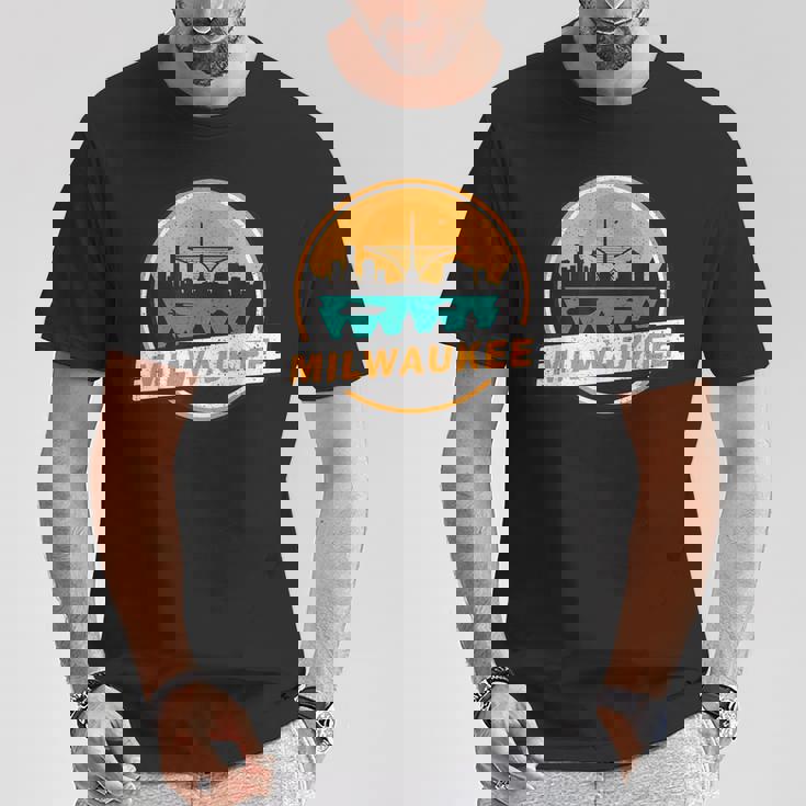 ミルウォーキー スカイライン ランドマーク ミルウォーキー ベイ ヴィンテージ Tシャツ 面白い贈り物