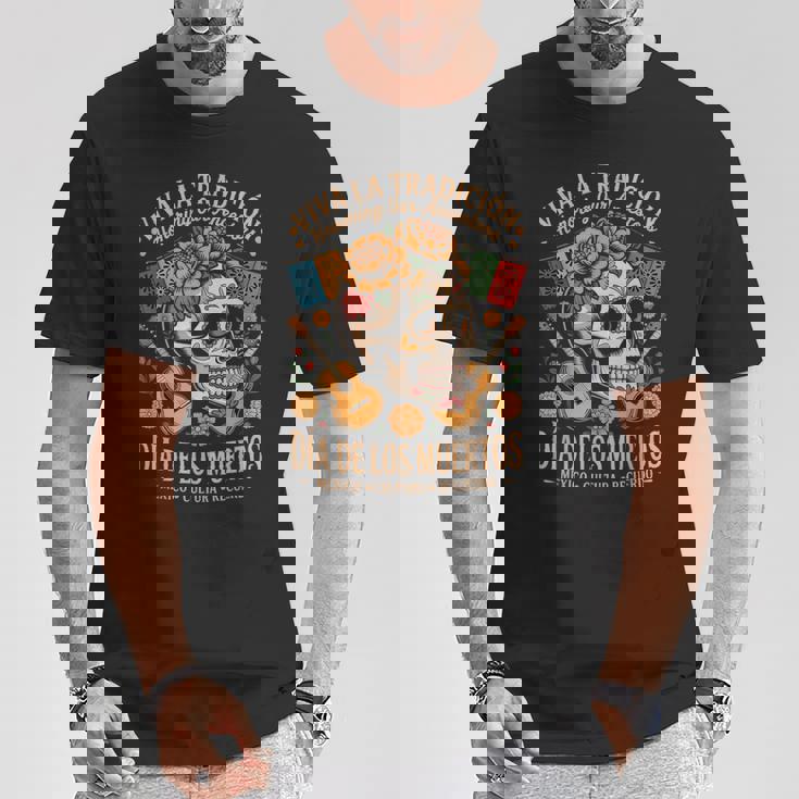 メキシコの遺産 ディア・デ・ロス・ムエルトス・カラベラ Tシャツ 面白い贈り物