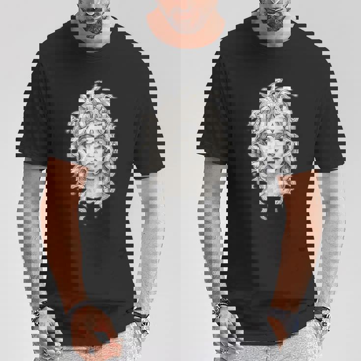 メデューサ ゴシック 女神 蛇 タトゥー Tシャツ 面白い贈り物