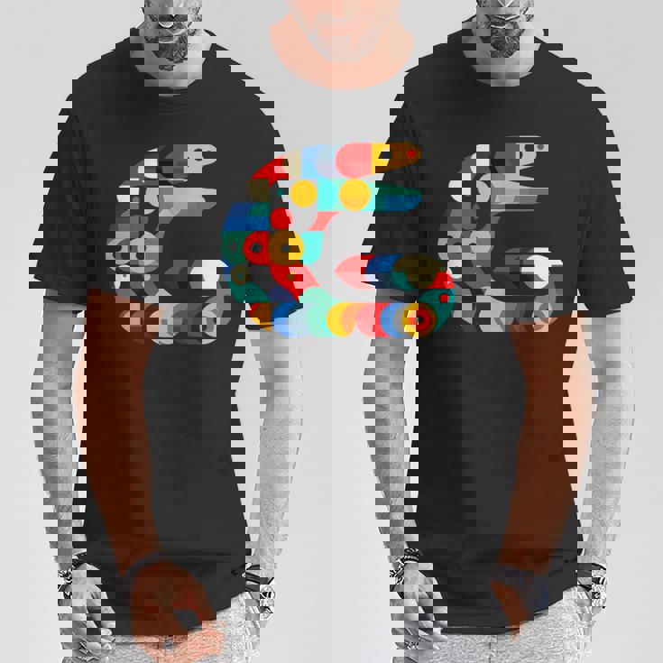 モダン 幾何学的 ミニマリズム イラスト ウツボ アート 長袖tシャツ Tシャツ 面白い贈り物