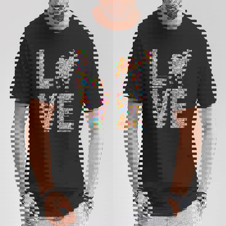 ヤギの動物愛の花 Tシャツ 面白い贈り物