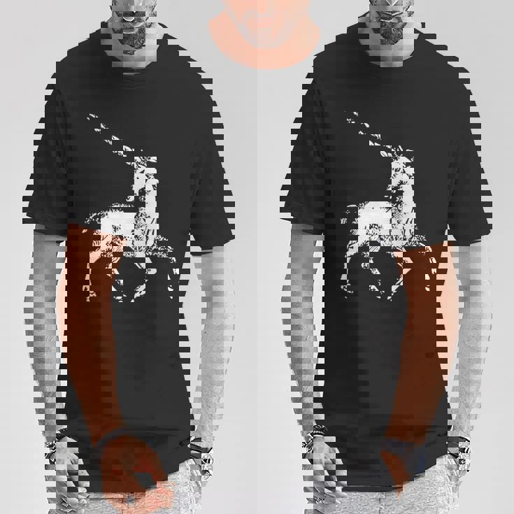 ユニコーン 神話上の生き物 おとぎ話 ファンタジー ヴィンテージ 古い Unicorn Fairy Tale Horse 長袖tシャツ Tシャツ 面白い贈り物