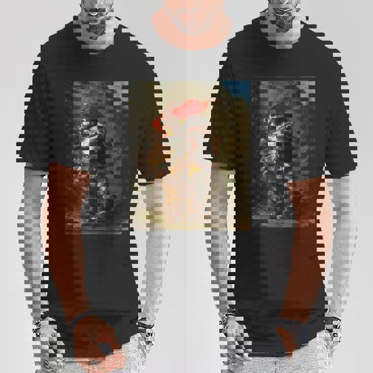 ライオンに襲われたアラブの騎手1850年ウジェーヌ・ドラクロワ Tシャツ 面白い贈り物