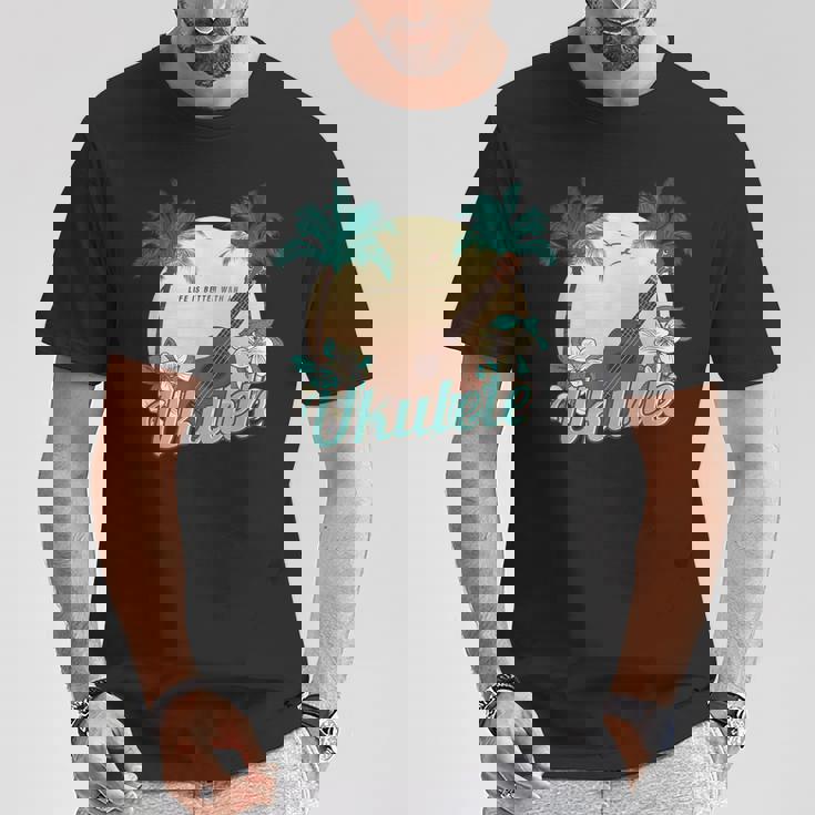 ライフ・イズ・ベター ウクレレで ミュージシャン ハワイ アコースティック ウクレレ Tシャツ 面白い贈り物