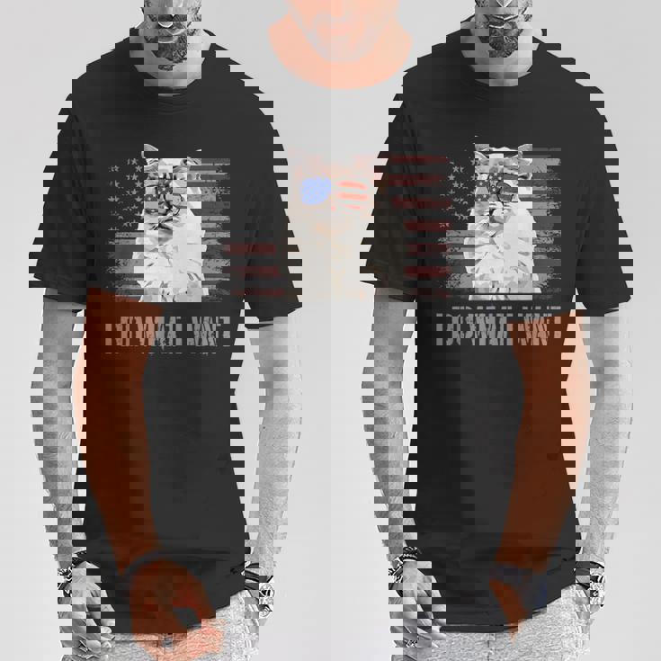 ラグドールキャット I Do What I Want Retro Usa おもしろ猫 Tシャツ 面白い贈り物