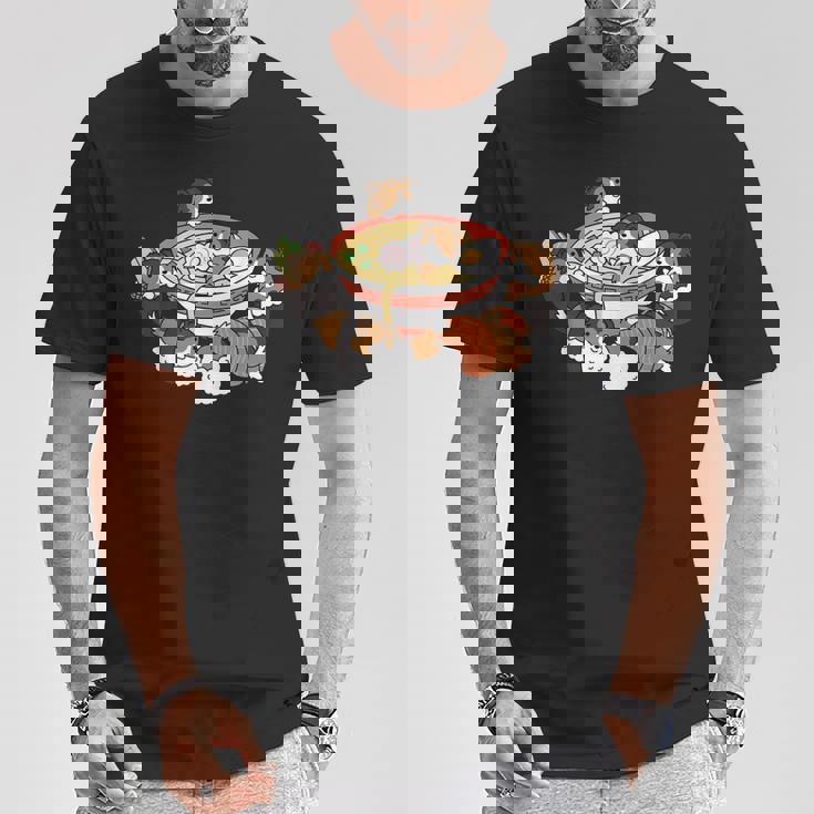 ラーメン 寿司 シェトランド シープドッグ Tシャツ 面白い贈り物