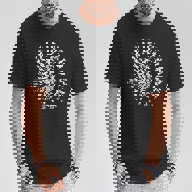 リバプール イングランド Est 1207 ラウンド ホワイト アンティーク調プリント Tシャツ 面白い贈り物