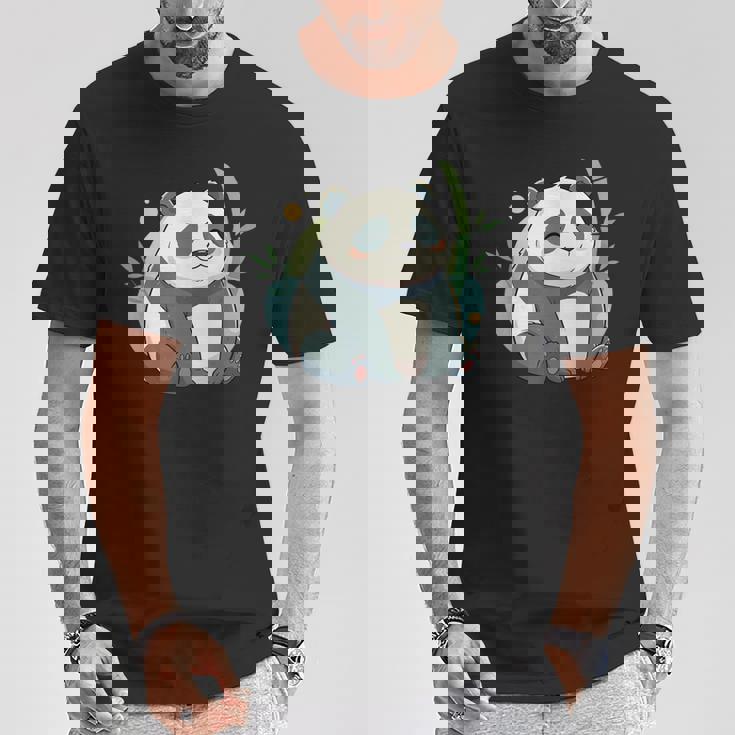 リラックス竹林ぽっちゃりパンダ美学 Tシャツ 面白い贈り物