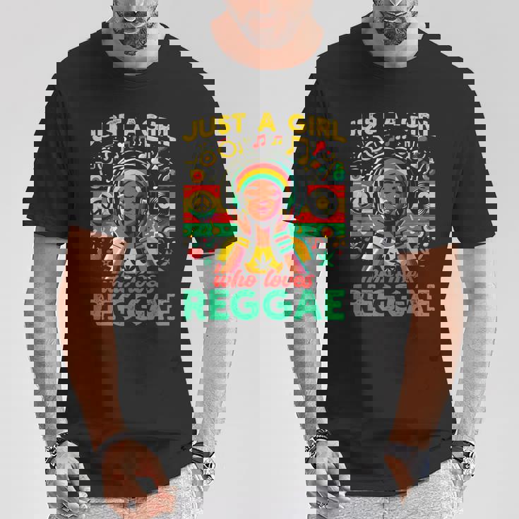 レゲエが大好きな少女 ジャマイカ音楽 おもしろラスタ Tシャツ 面白い贈り物