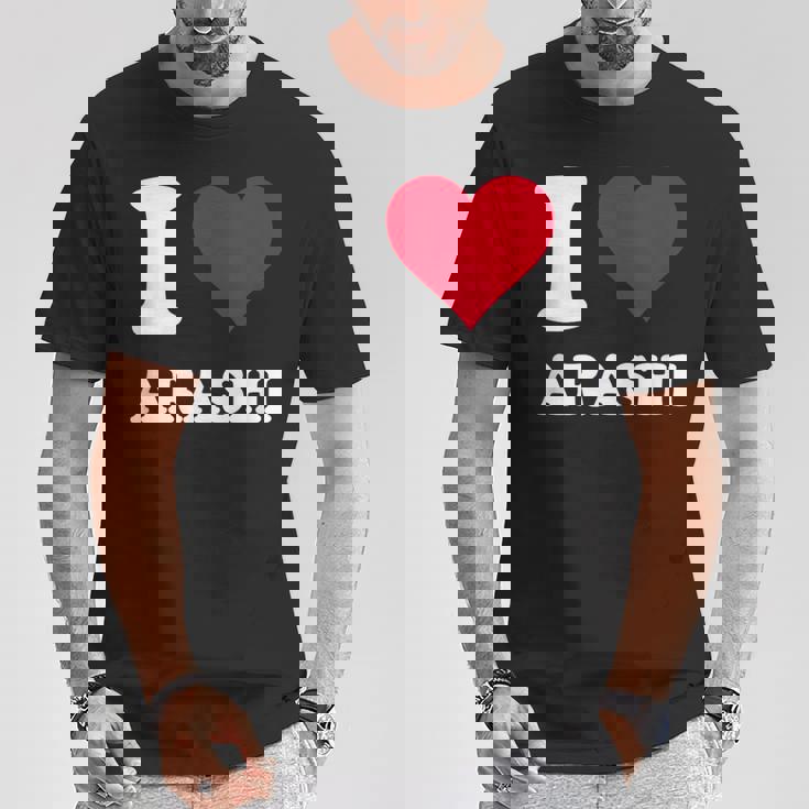 レッドハート I Love Arashi Tシャツ 面白い贈り物