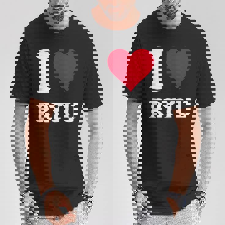 レッドハート I Love Ryu Tシャツ 面白い贈り物